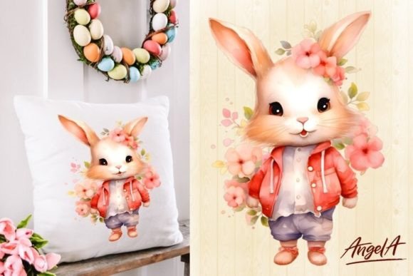 Download Cute Easter Floral Bunny Boy Clipart Png - Clipart png Collection