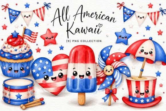 Download All American Kawaii Clipart PNG Bundle - Clipart png Collection