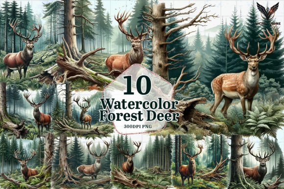 Download Watercolor Forest Deer Clipart PNG - Clipart png Collection