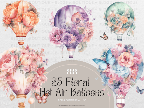 Download Floral Hot Air Balloon Clipart PNG Files - Clipart png Collection