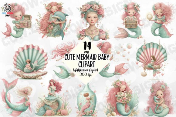 Download Cute Mermaid Baby Clipart PNG - Clipart png Collection