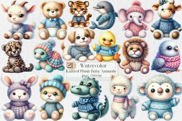 Download Knitted Plush Baby Animals Clipart PNG - Clipart png Collection