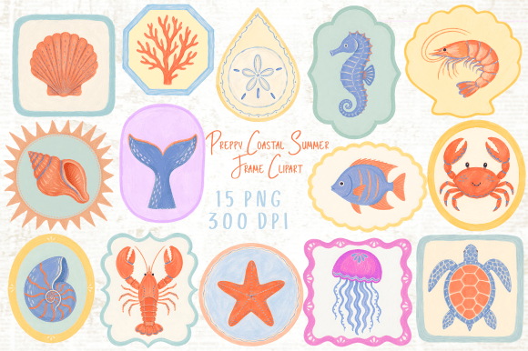 Download Preppy Coastal Summer Frame Clipart PNG - Clipart png Collection