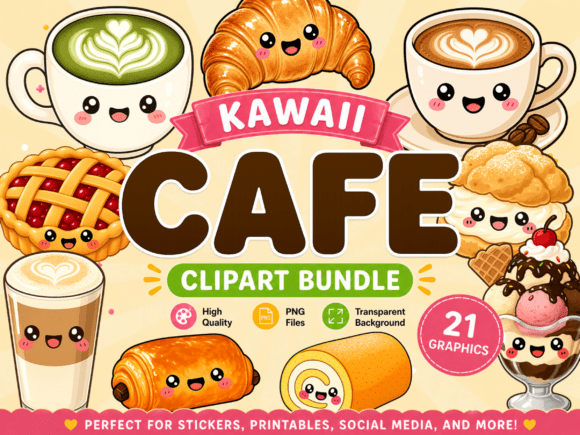 Download Cafe Kawaii Clipart PNG Coffee Bundle - Clipart png Collection