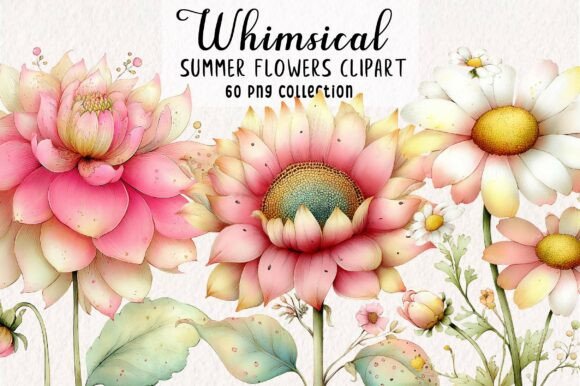 Download Whimsical Summer Flowers Clipart PNG - Clipart png Collection