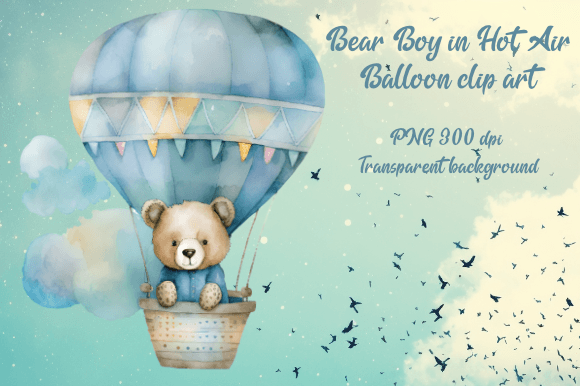 Download Bear Boy in Hot Air Balloon Clipart Png - Clipart png Collection