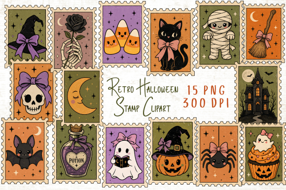Download Retro Halloween Stamp Clipart PNG - Premium Resources