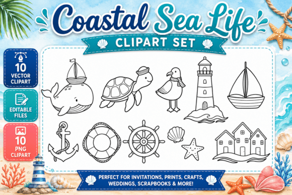 Download Coastal Baby Digital Stamp Clipart PNG - Clipart png Collection
