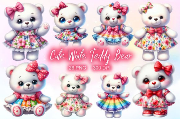 Download Cute White Teddy Bear Clipart PNG - Clipart png Collection
