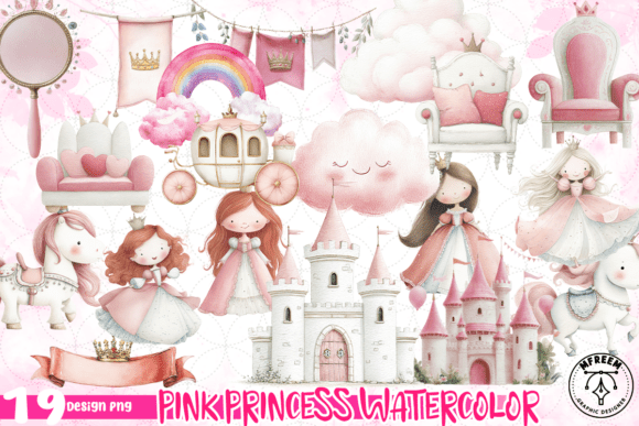 Download Pink Princess Watercolor Clipart PNG - Clipart png Collection