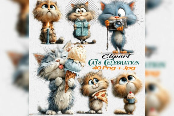 Download Birthday Cat Clipart PNG Party Bundle - Clipart png Collection