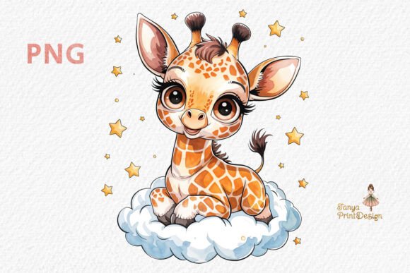Download Baby Giraffe on a Cloud Clipart PNG - Clipart png Collection