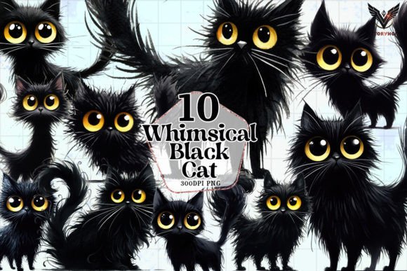 Download Whimsical Black Cat Clipart PNG - Clipart png Collection