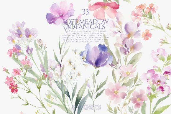 Download Soft Meadow Botanicals Clipart Set - Botanicals Collection