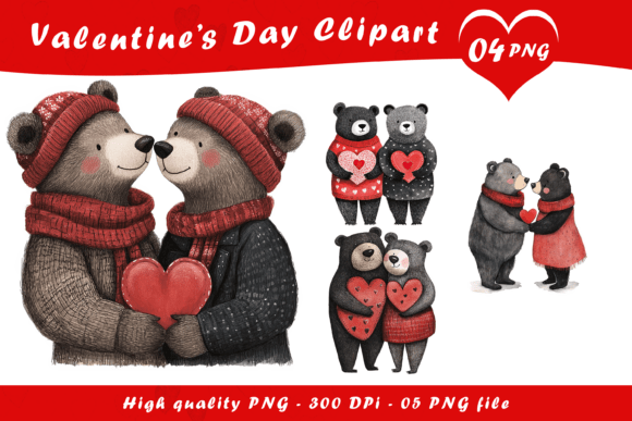 Download Valentine Cute Bear Couple Clipart PNG - Clipart png Collection