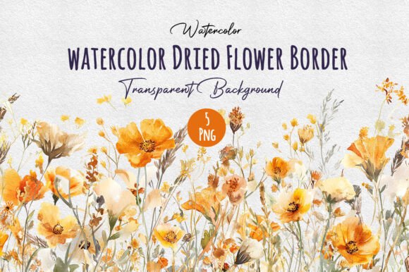Download Watercolor Seamless Dried Flower Border - Premium Resources