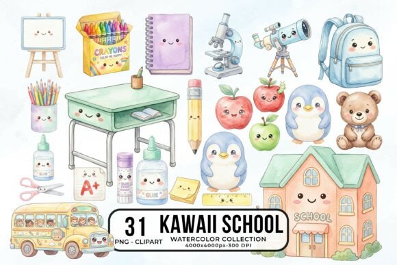 Download Back to School Cute Kawaii Clipart PNG - Clipart png Collection