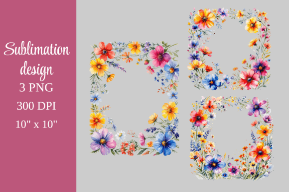 Download Watercolor Flower Border Clipart Set PNG - Premium Resources
