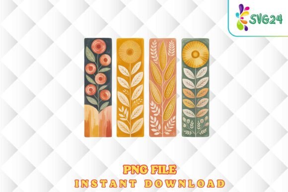 Download Mid Century Floral Border PNG Set - Premium Resources