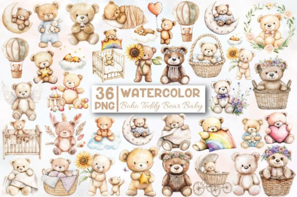 Download Boho Teddy Bear Baby Clipart - Boho teddy bear Collection